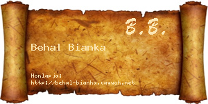 Behal Bianka névjegykártya